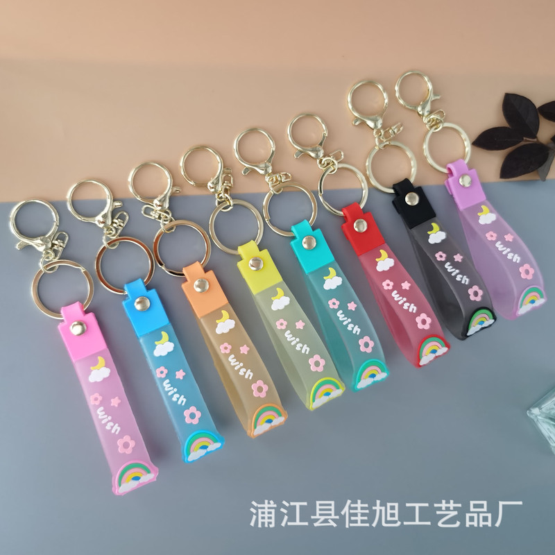 PVC Silicone Transparent Color Rainbow Leather Rope Keychain Doll Pendant Cartoon Floating Bottle Accessories Key Chain Bracelet PVC Silicone Transparent Color Rainbow Leather Rope Keychain Doll Pendant Cartoon Floating Bottle Accessories Key Chain Bracelet