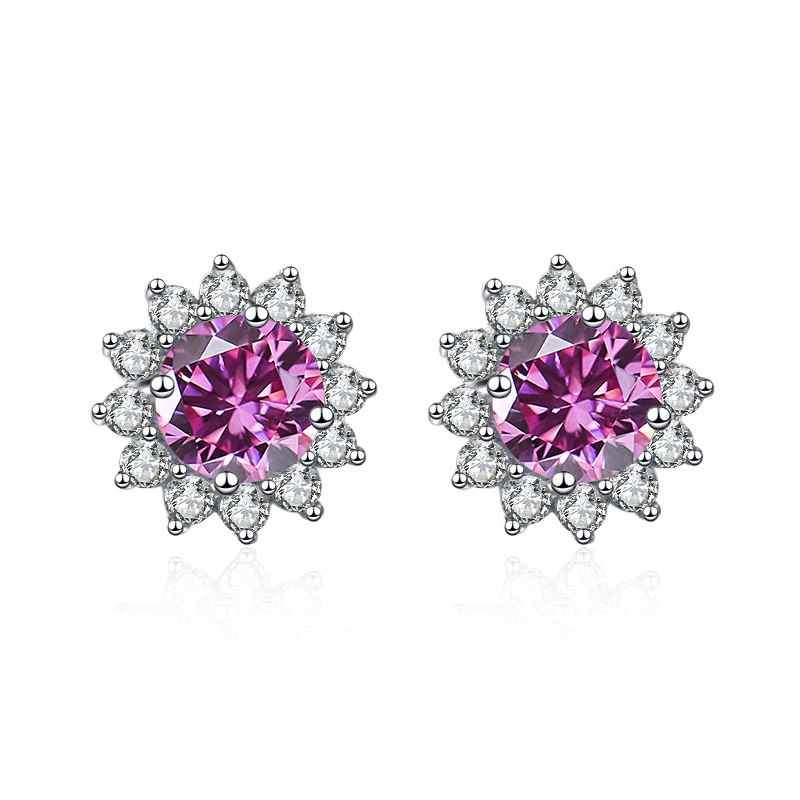 Fábrica al por mayor plata esterlina S925D color moissanita orejetos de sol para mujeres 18K platino pendientes de pareja pendientes de diamante