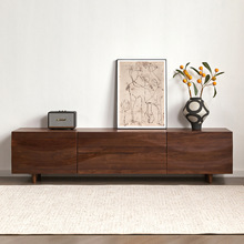 北美黑胡桃木客厅电视柜全实木北欧现代简约厅柜原木带抽储物地柜