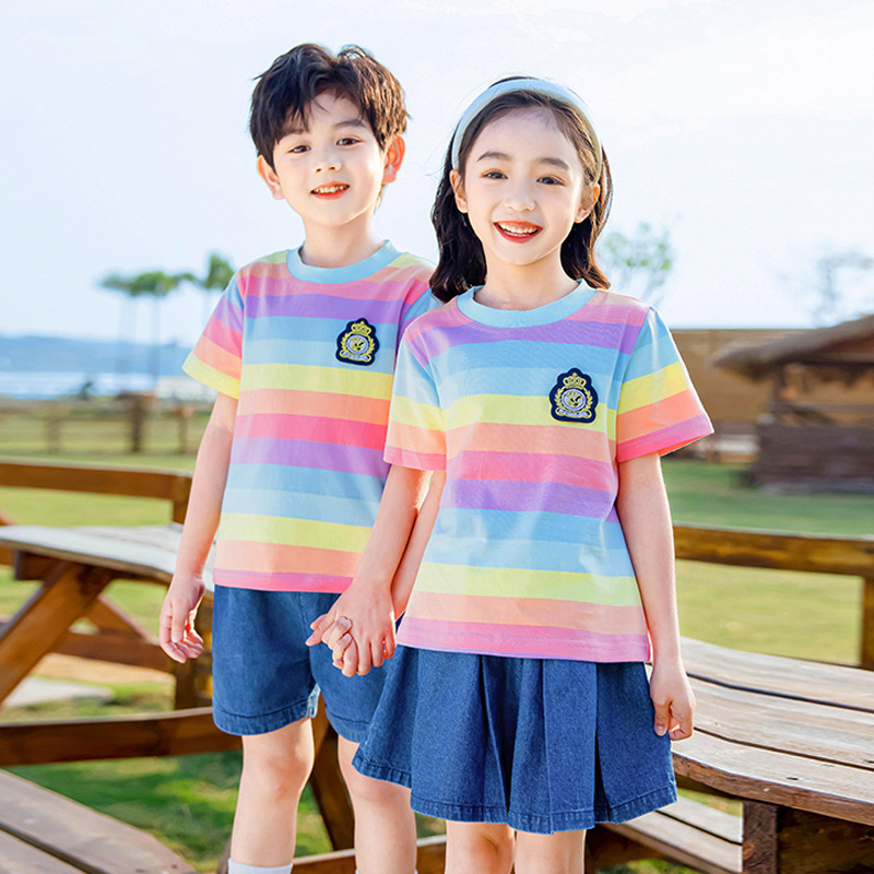 幼兒園園服夏季學院風班服兒童純棉短袖運動會演出服六一夏裝批發