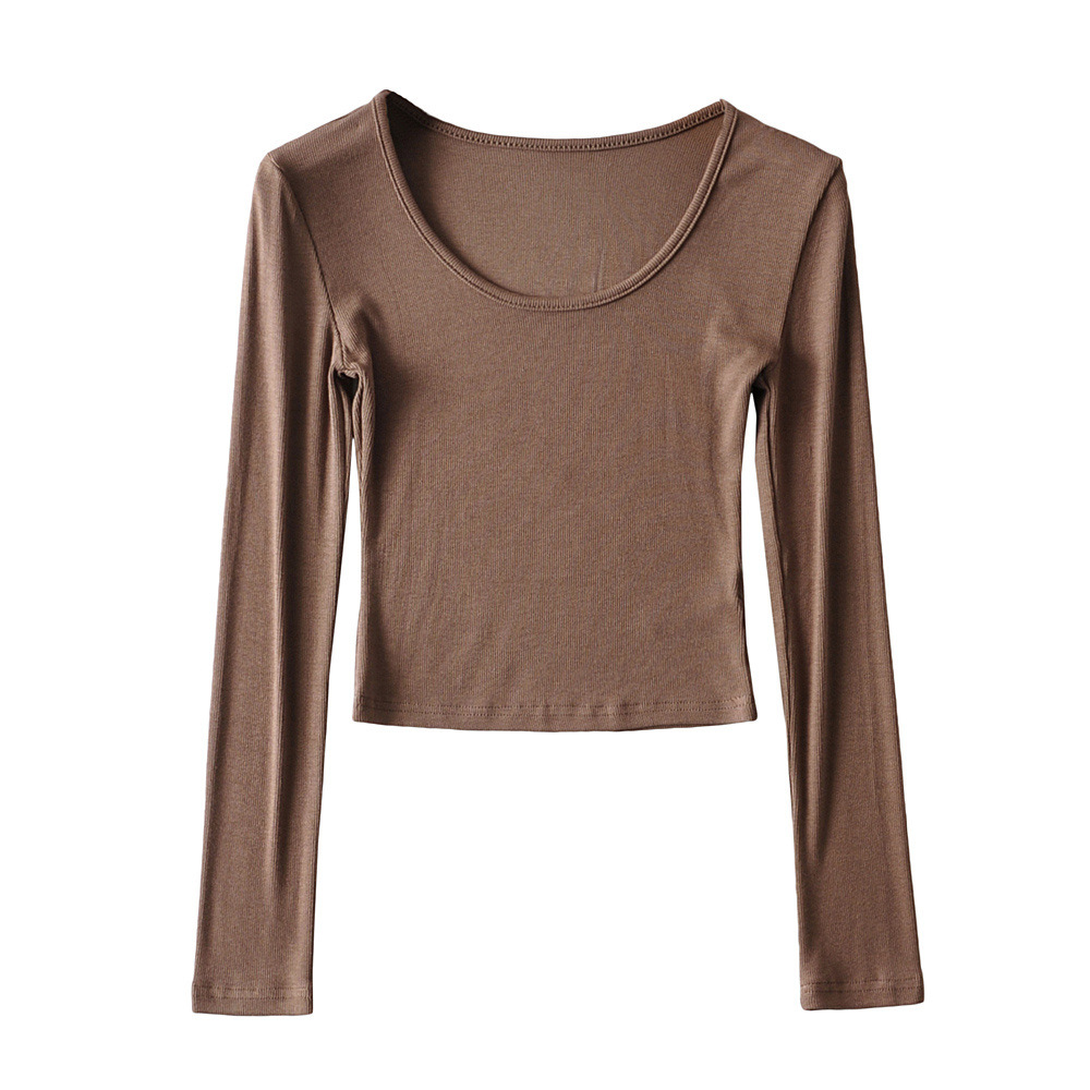 Base body-friendly elastic short T-shirt with a round collar