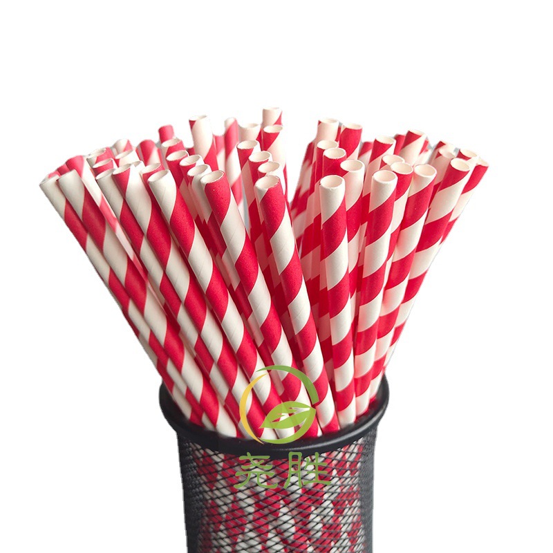 Desechables biodegradables paja de papel Kraft raya colorida decoración del partido postre pastelería bar bebida paja
