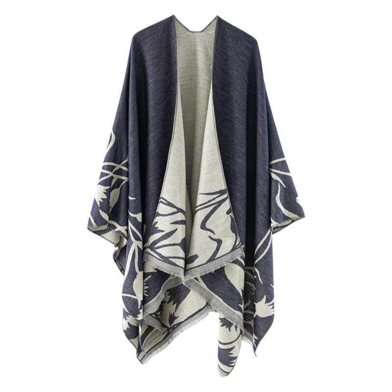 2023 tejido Otoño e Invierno geométrica bufanda de doble cara jacquard Cachemira-como split Cape cálido chal