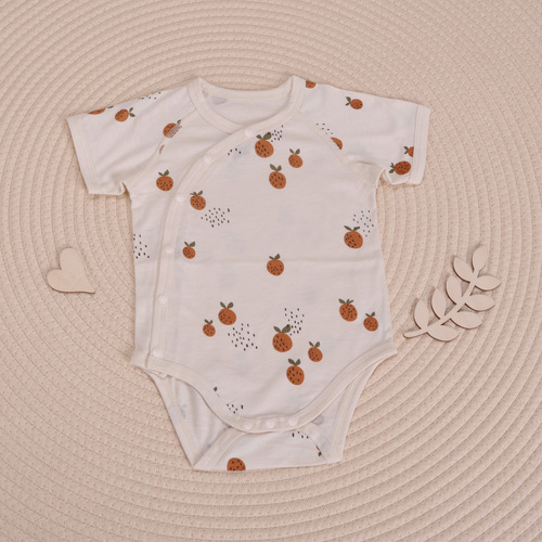 Summer Cooling Breathable Bamboo Fiber Short-Sleeve Thin Monastery Suit for Newborn Babies and Infants Boneless PJs