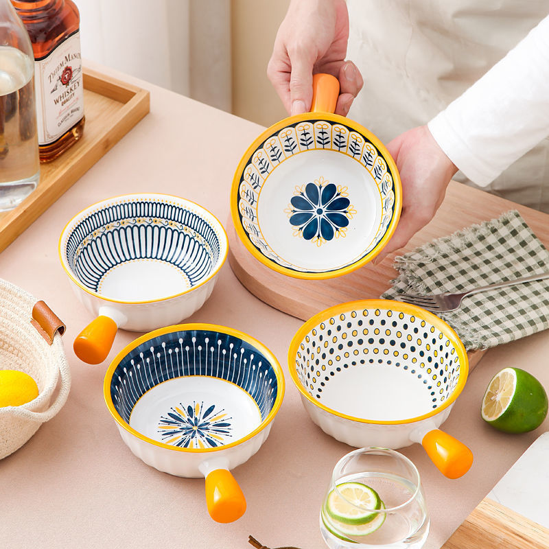Ceramic Bowl for Home and Dormitory Use, Stylish Noodle Bowl, Large Size for Eating Fruit, Salad, Rice, and Baking Ceramic Bowl for Home and Dormitory Use, Stylish Noodle Bowl, Large Size for Eating Fruit, Salad, Rice, and Baking