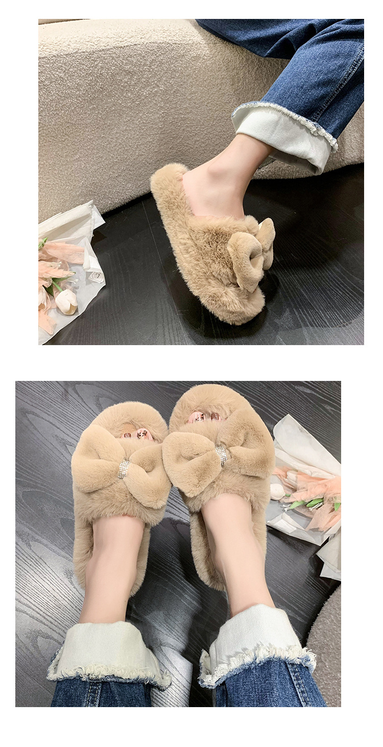 Pantoufles en fourrure pour vêtements d'extérieur pour femmes, pantoufles d'automne et d'hiver à semelles épaisses, en peluche, confortables, en coton, à une ligne, nouvelle collection 2023_voghion.com