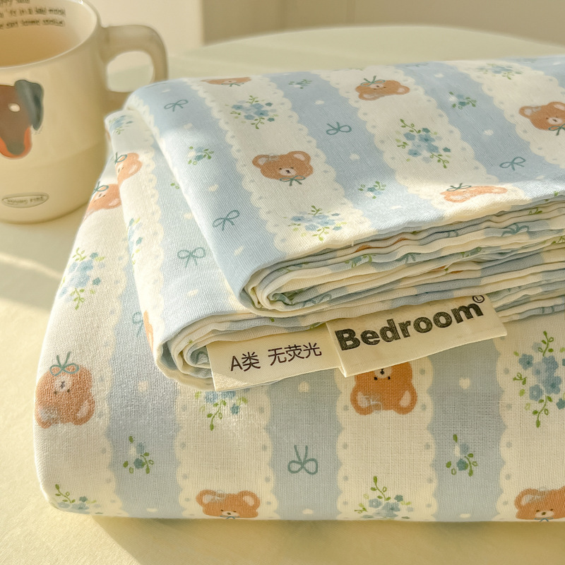 母子グレード A タイプ裸睡眠純綿シーツ小さな新鮮な綿シングルピース学生寮シングルとダブル枕カバー 3 点セット