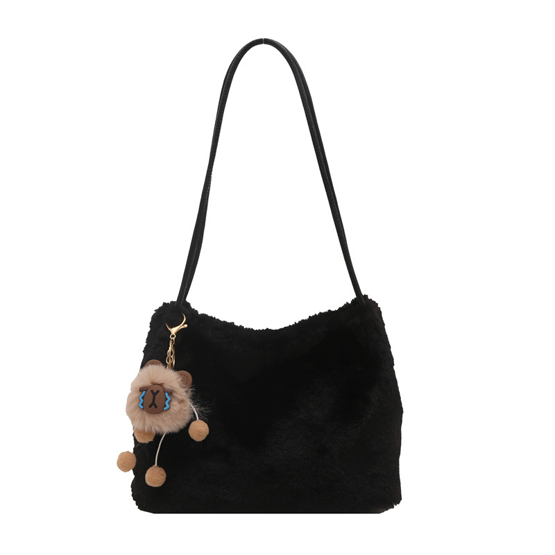 Bolsos de lana de nicho de alto nivel para mujeres 2024 nuevo otoño y invierno bolsas de peluche de hombro bolsas de gran capacidad