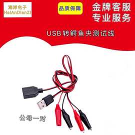 带线鳄鱼夹子USB公/母头转中号鳄鱼夹测试线 电源线 USB头 充电线