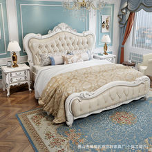 金丝檀木轻奢美式实木床1.8米双人床主卧1.5米欧式复古奢华储物床
