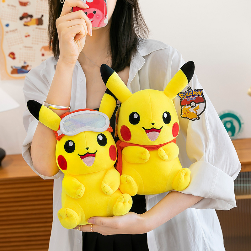 本物のピカチュウ人形スキーシリーズぬいぐるみポケモン人形女の子枕子供のギフト|undefined
