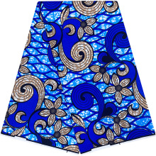 料现货布非洲面料蓝色布料条纹印花手工服装衣服双面装饰涤纶图案