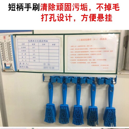 Food safety short-handled hard bristle brush food grade no shedding high temperature resistant cleaning brush for food factories, catering, and pharmaceutical plants