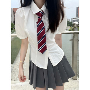 D6Xjk Suit Waist Shirt Women's Summer New Sweet and Spicy Preppy Style Slimming Look Versatile Basic Shirt