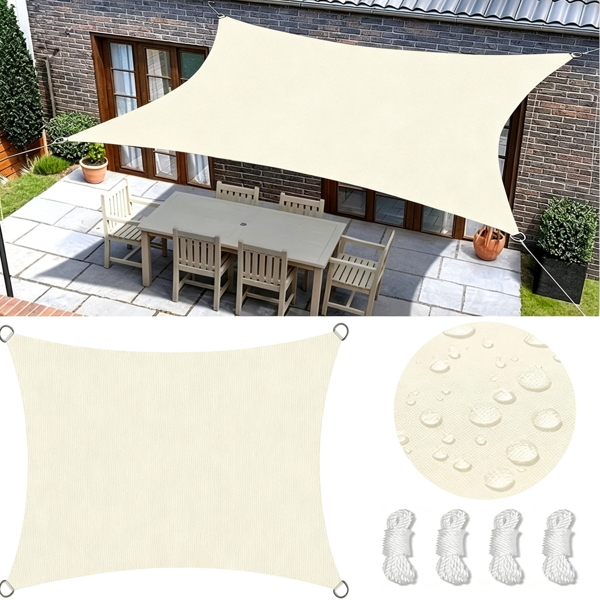 Sunshade Sails in Stock, Cross-Border Amazon Hot-Selling Garden and Pool Sunshade Tents, Sun Protection Supply Source Manufacturer
