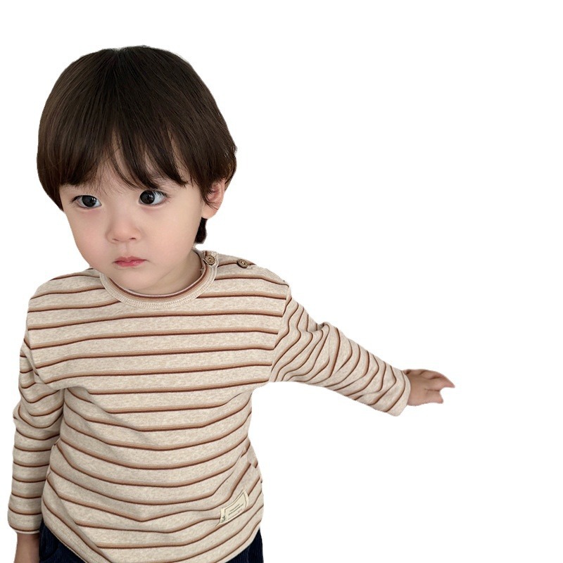 (Fuerte empuje sólo necesita base T) de los niños de otoño e invierno de algodón puro suave glutinoso piel amigable base camiseta niños y niñas de manga larga Camiseta