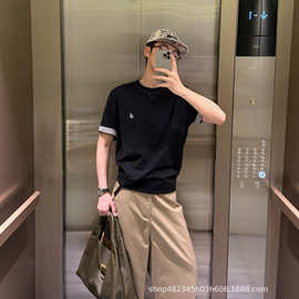 正确版本BC家标识LOGO刺绣纯棉短袖男女同款夏季简约日常休闲上衣