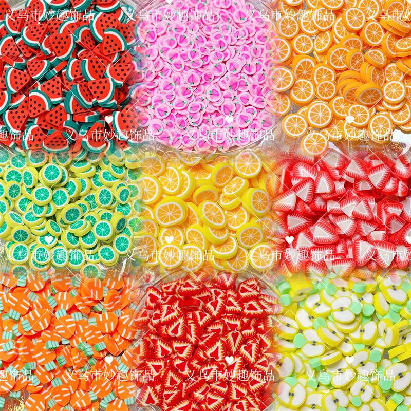 Soft Pottery Fruit Sliced Strawberry Lemon Nail Art Patch Cream Gel Mobile Phone Case Gel Slime Filler