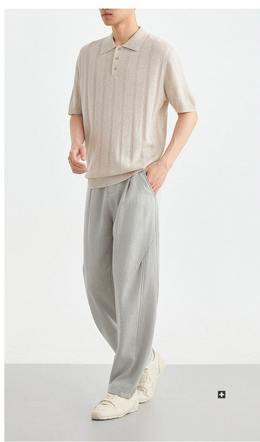 Áo polo nam ngắn tay dệt kim pha Lyocell phong cách công sở — Xanh ngọc lam tốicolor chi tiết 14