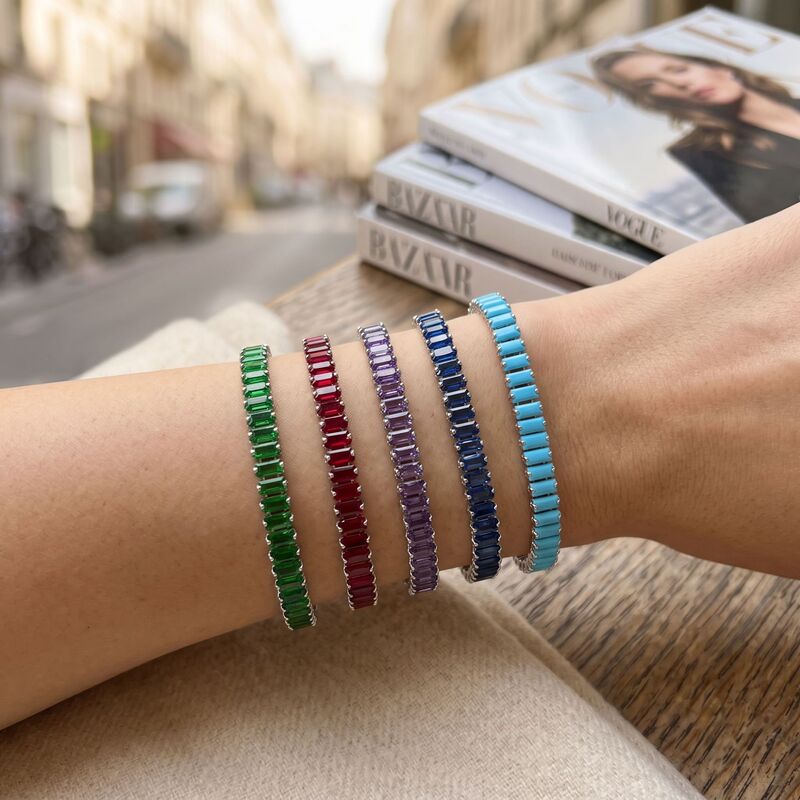 Cross-border European and American fashion versatile copper-inlaid zirconium rectangular diamond bracelet with a high-end feel, adjustable tennis bracelet Cross-border European and American fashion versatile copper-inlaid zirconium rectangular diamond bracelet with a high-end feel, adjustable tennis bracelet