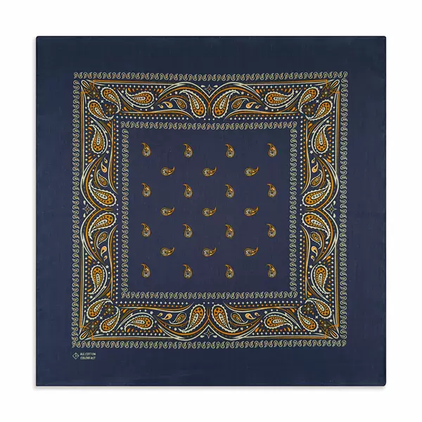 Pure Cotton Purplish Blue Paisley Vintage Cashew Flower Square Scarf Hip-Hop Street Dance Headscarf Riding Face Scarf bandana