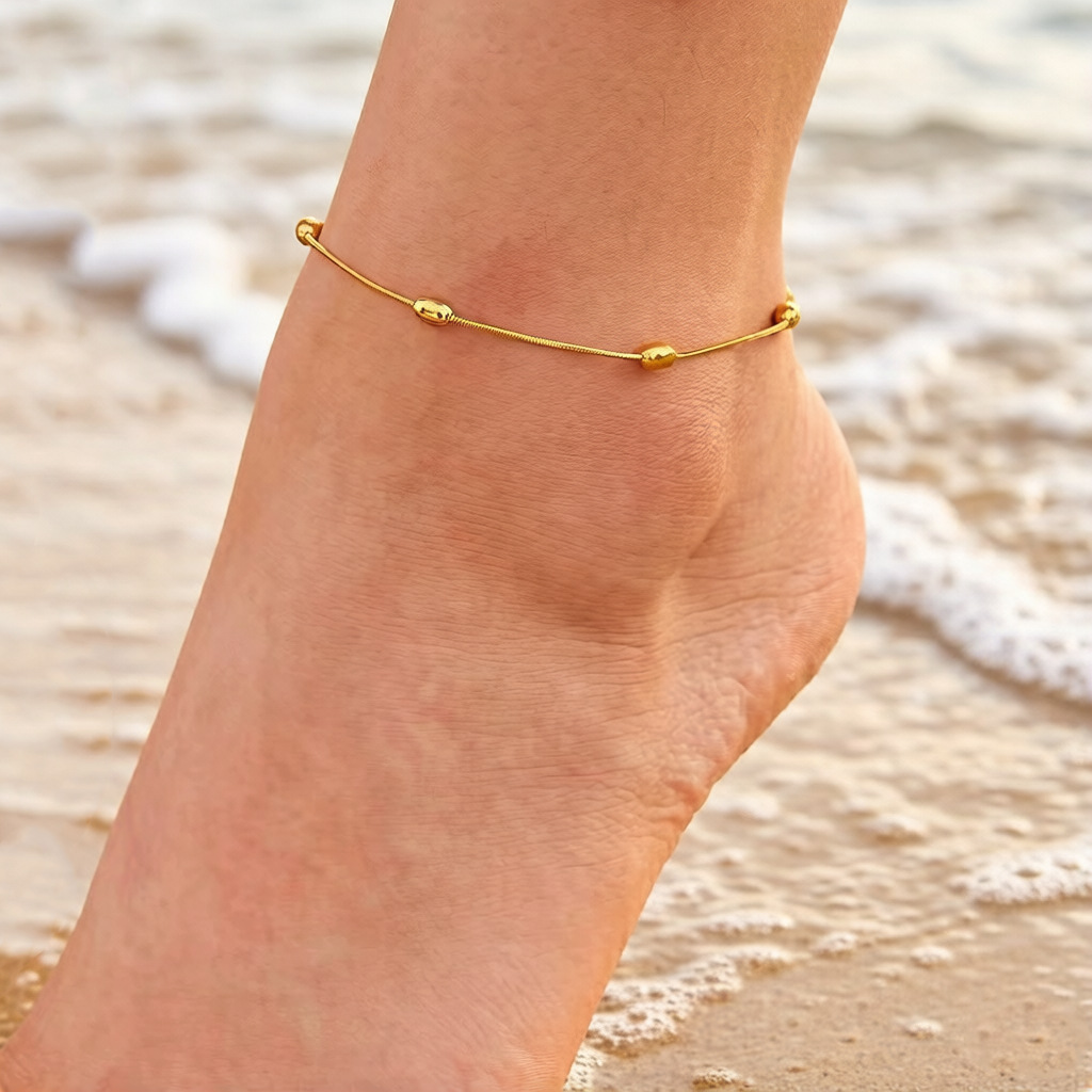 Tide de acero de titanio de doble capa de amor pulsera de tobillas de mujer chapado en oro 18K nuevo estilo universal no se desvanece de moda ligera pulsera de lujo