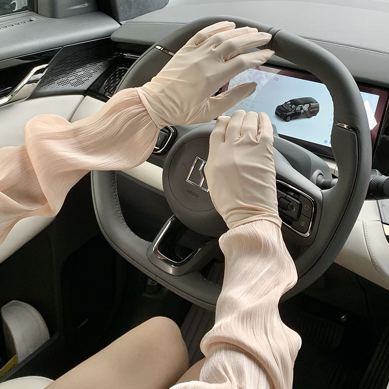 Mangas de hielo, mangas de seda de hielo, estilo fino de verano para mujer, guantes de brazo de ciclismo al aire libre, mangas de hielo integradas, mangas de protección solar