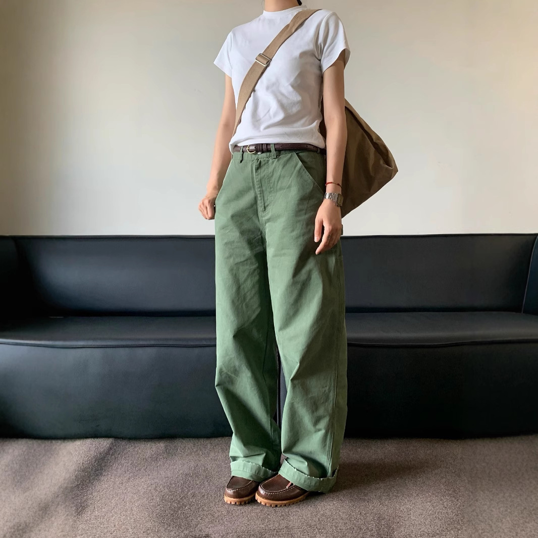 Men's Jeans Military Green Cargo Loose Simple Niche Draped Casual Pants Trendy Versatile_voghion.com