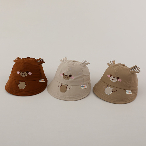 Pocket Bear Infant Fisherman Hat Spring and Summer Super Cute Thin Sunshade and Sunscreen Children's Basin Hat for Male and Female Babies