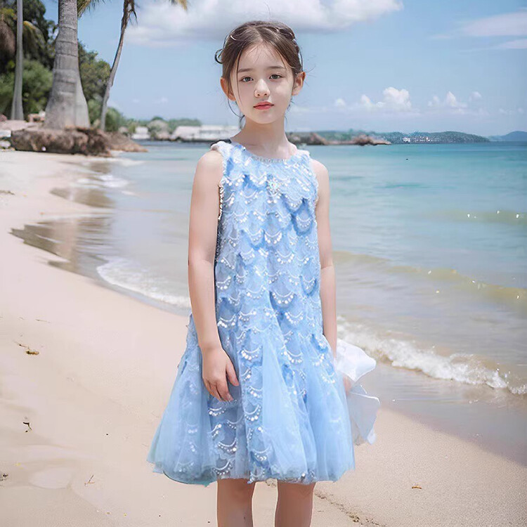 Elsa Princess Dress Girls dress Summer 2024 New Summer Girls Mermaid Summer Dress Children's Summer Dress