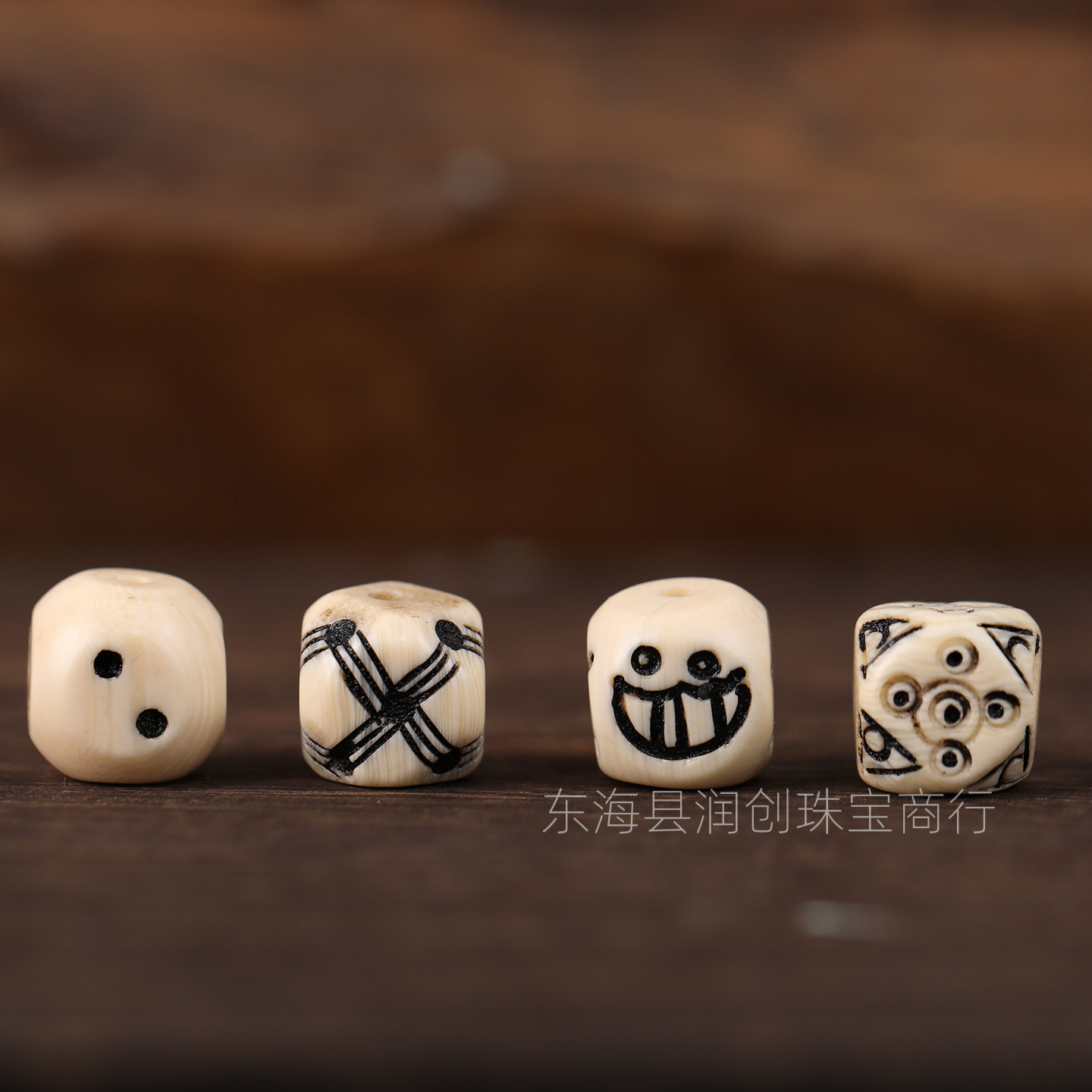 Xizang-style engraved dice-shaped square beads bracelet, DIY semi-finished loose beads, accessories, and decorative items