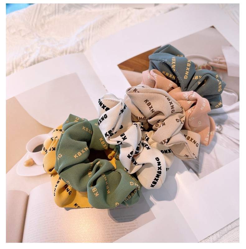 15g Weight Headwear Classification Birthday Occasion Geometric Pattern Women'S Gender Retro Style Khaki, White, Green, Blue, Yellow, Black Color Korean Retro Letter Wave Dot Hair Scrunchies 13