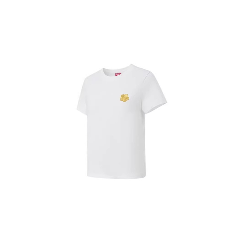 Paris Kenzo Kenzo Takada 25 Spring/Summer New Women's Begonia Flower Round Neck Cotton Embroidered Short-Sleeved T-Shirt Top