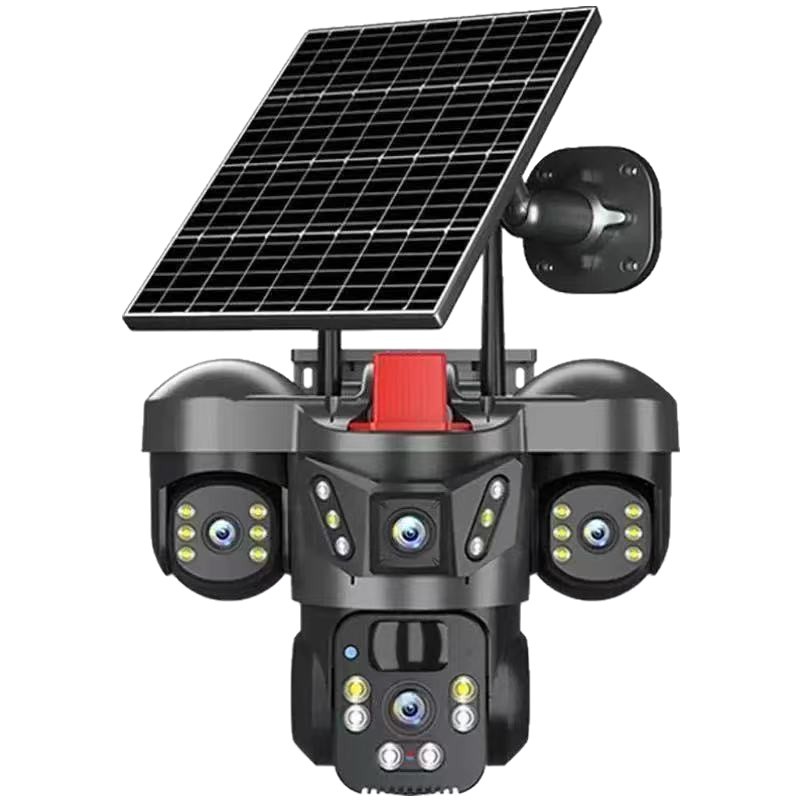 Monitoreo solar al aire libre impermeable de tres lentes sin conexión 360 grados sin ángulo muerto de alta definición cámara de monitoreo doméstico