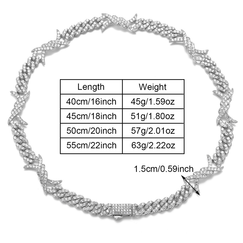 48g Weight Zircon Inlay Material Necklace Classification Alloy Chain Material 1 Piece Quantity Holiday Occasion Alloy Material Solid Color Pattern All Seasons Season Unisex Gender Inlay Design Hip-Hop Style Hip-Hop Solid Color Alloy Inlay Zircon Unisex Necklace Men Chain Necklaces 1