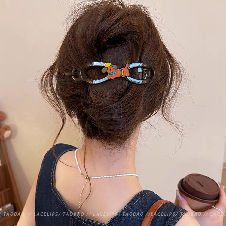 後頭部にツイストクリップが付いた新しいスタイルのワンラインヘアクリップ、軽い高級感と高級感のあるヘアクリップ、女性用のアヒルのくちばしクリップヘッドドレス|undefined