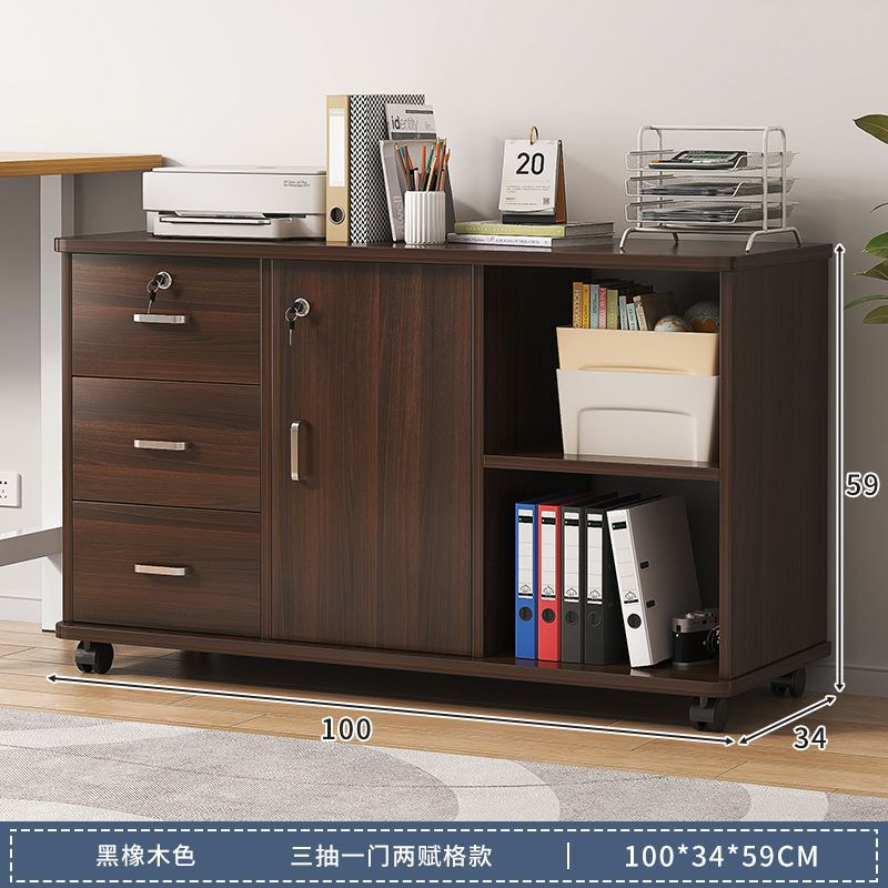 ファイルキャビネット オフィス木製ロック付き収納キャビネット モバイル収納キャビネット 引き出しキャビネット 車輪付き テーブル下の小さなテーブルキャビネット ローキャビネット|undefined