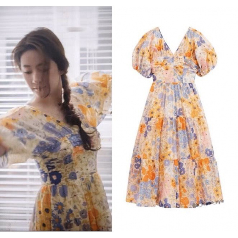 The Story of Roses Stars Same Style Yellow Elegant Floral Dress Printed dress Holiday Long Dress
