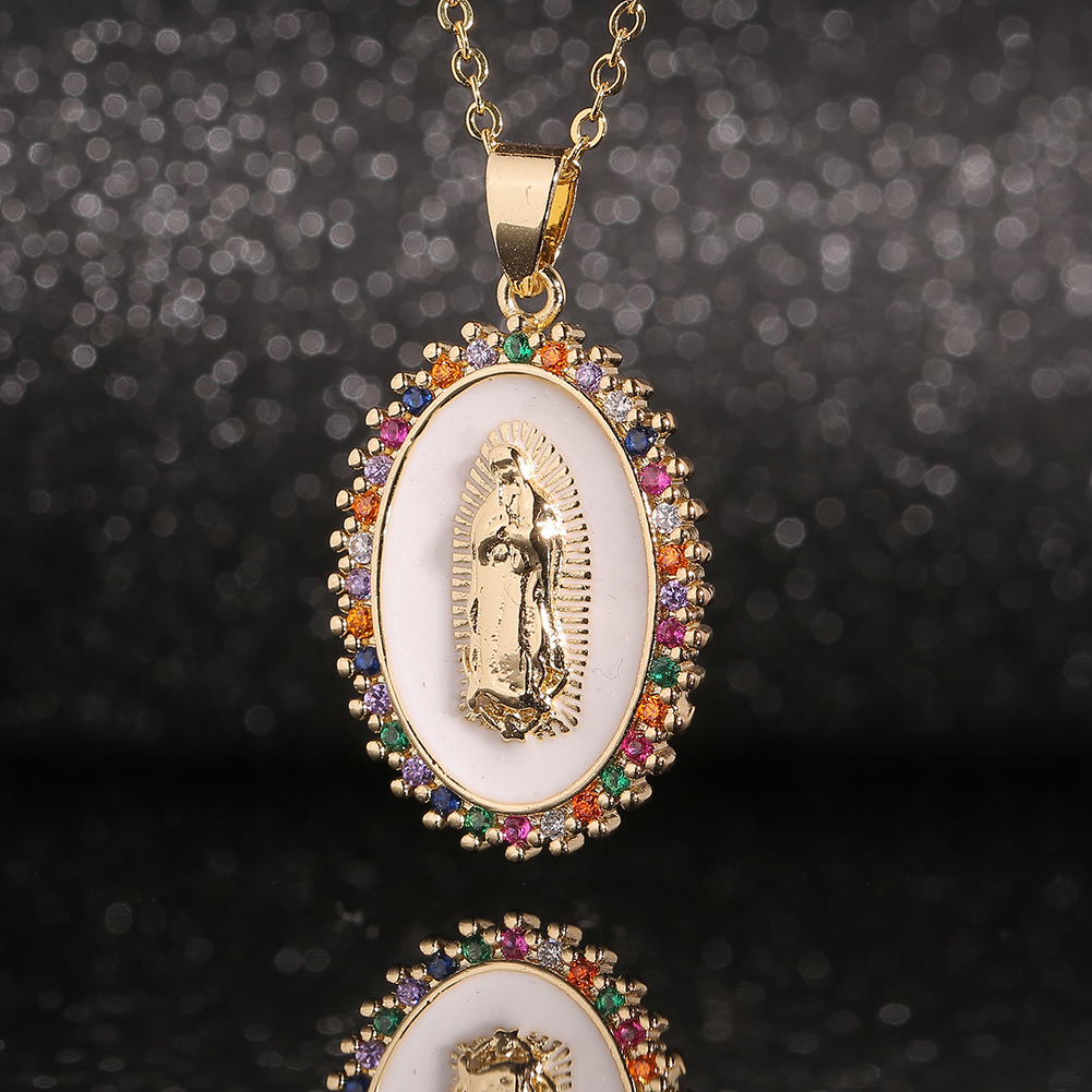 Colored Zircon Drop Oil Retro Women's Religious Pendant Jewelry display picture 6