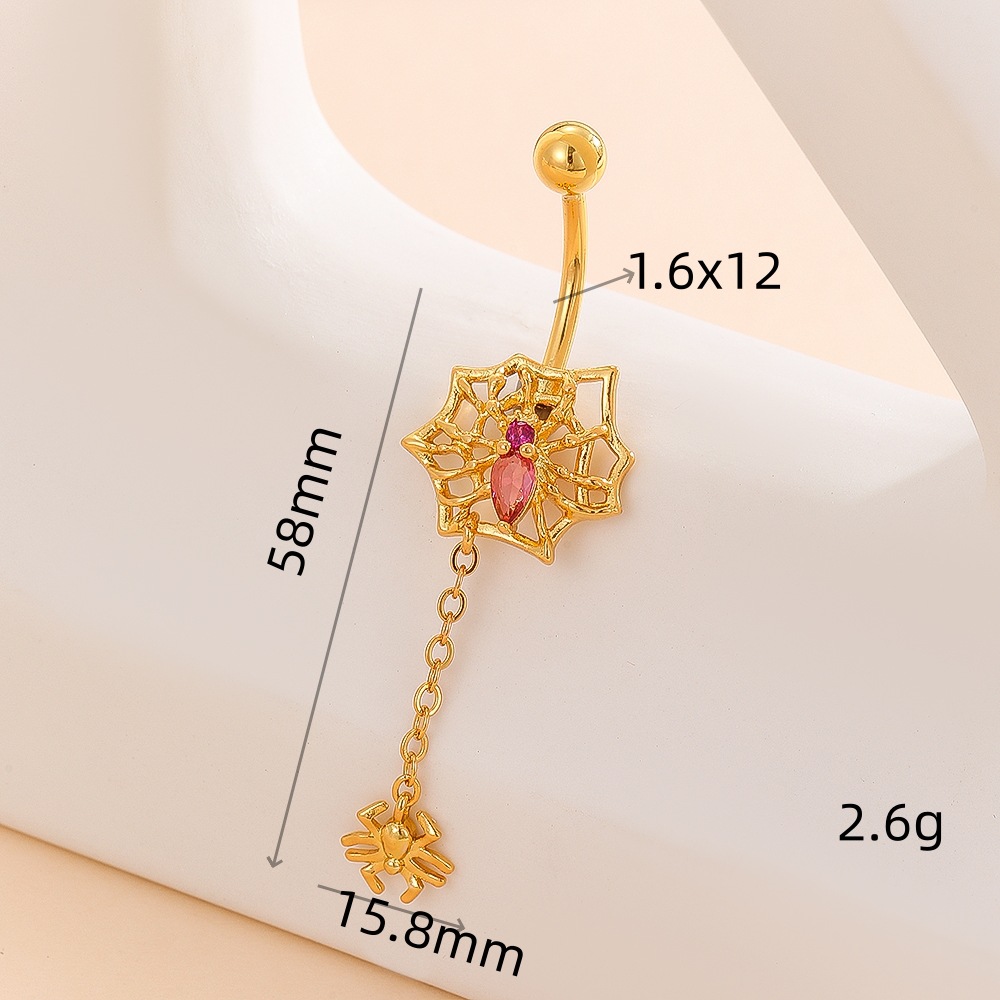 European American Spider Belly Ring CZ Zircon Navel Ornament Stainless Steel Navel Piercing Jewelry detail image 7