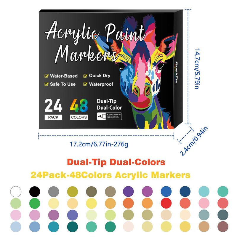 Amazon ベストセラー 168 ダブルヘッド 2 色アクリルマーカーペンソフトヘッド子供用絵画ペン文具セット落書きペン|undefined