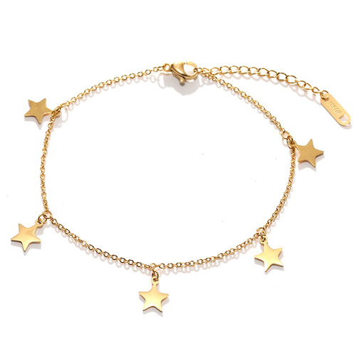 Non-fading titanium steel four-leaf clover anklet for women ins simple niche internet celebrity foot ornament 18k gold plated love anklet jewelry
