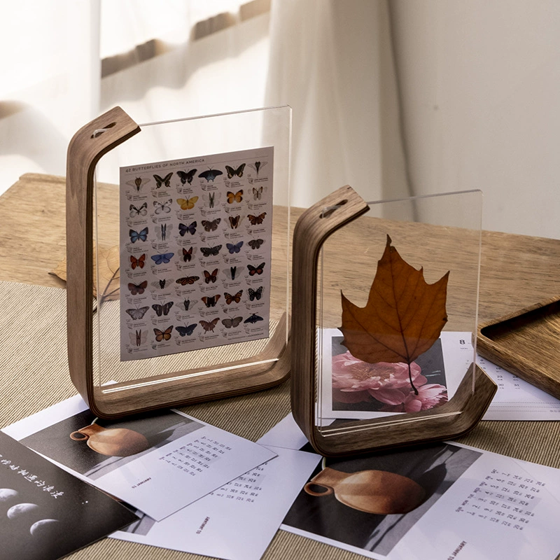 Двусторонняя акриловая фоторамка с натуральным деревом, DIY, несколько размеров (6", 7", 14×21 см)
