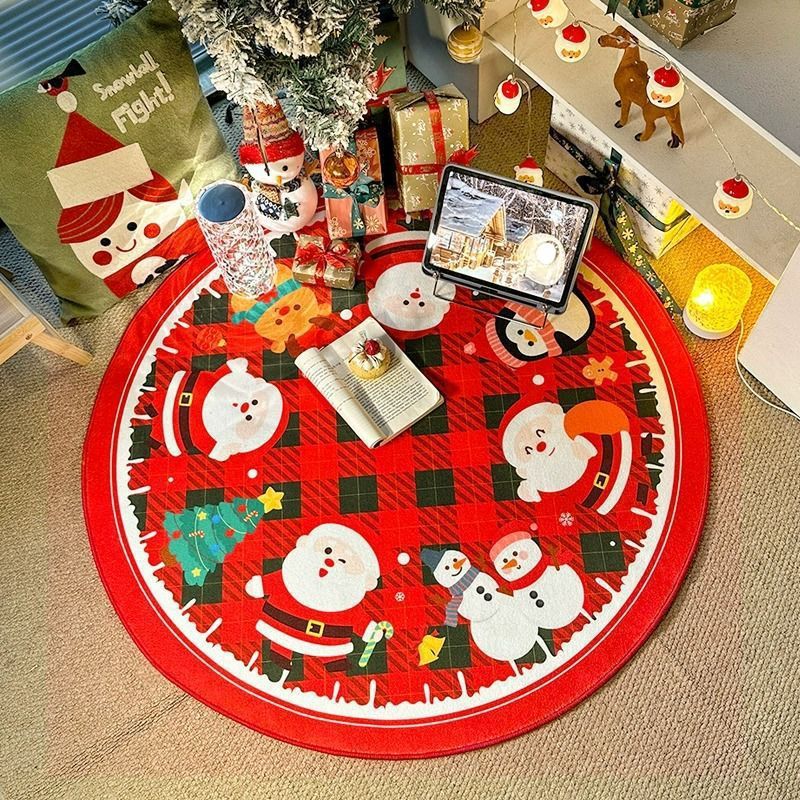 アメリカのクリスマス装飾円形カーペット家庭用寝室の汚れに強い吸水滑り止めはカシミヤカーペットに似せています。|undefined