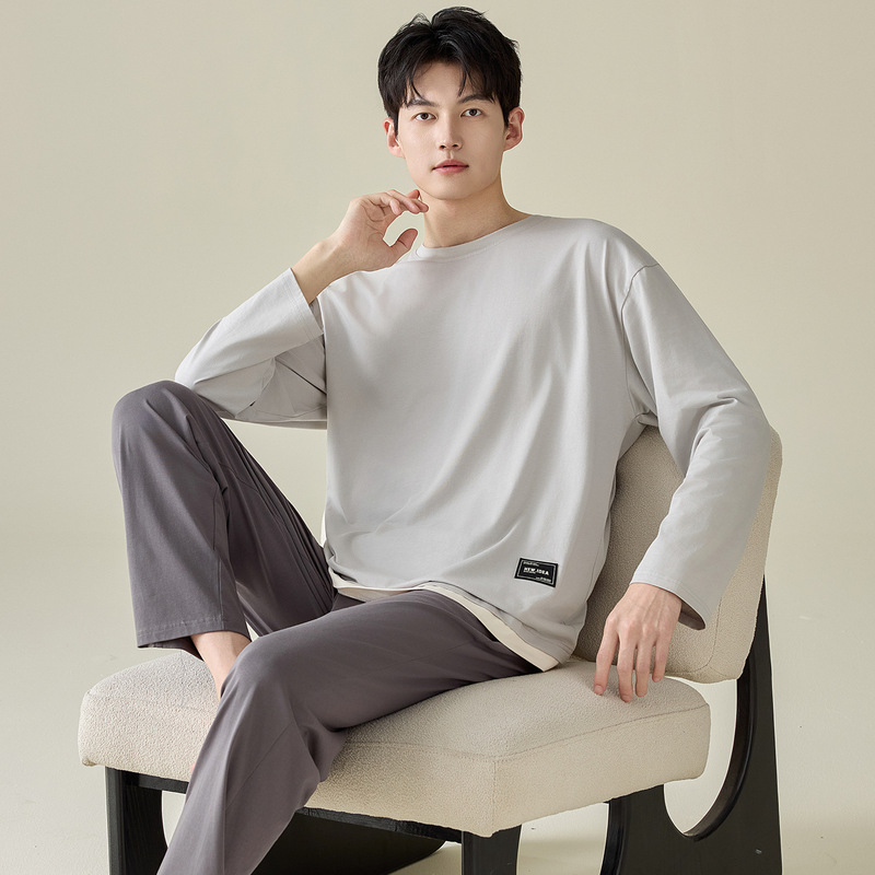 2025 New Modal Pajamas Men's Spring and Autumn Long Sleeves and Trousers Casual Casual Style Plus Size Home Clothes Set 2025 New Modal Pajamas Men's Spring and Autumn Long Sleeves and Trousers Casual Casual Style Plus Size Home Clothes Set