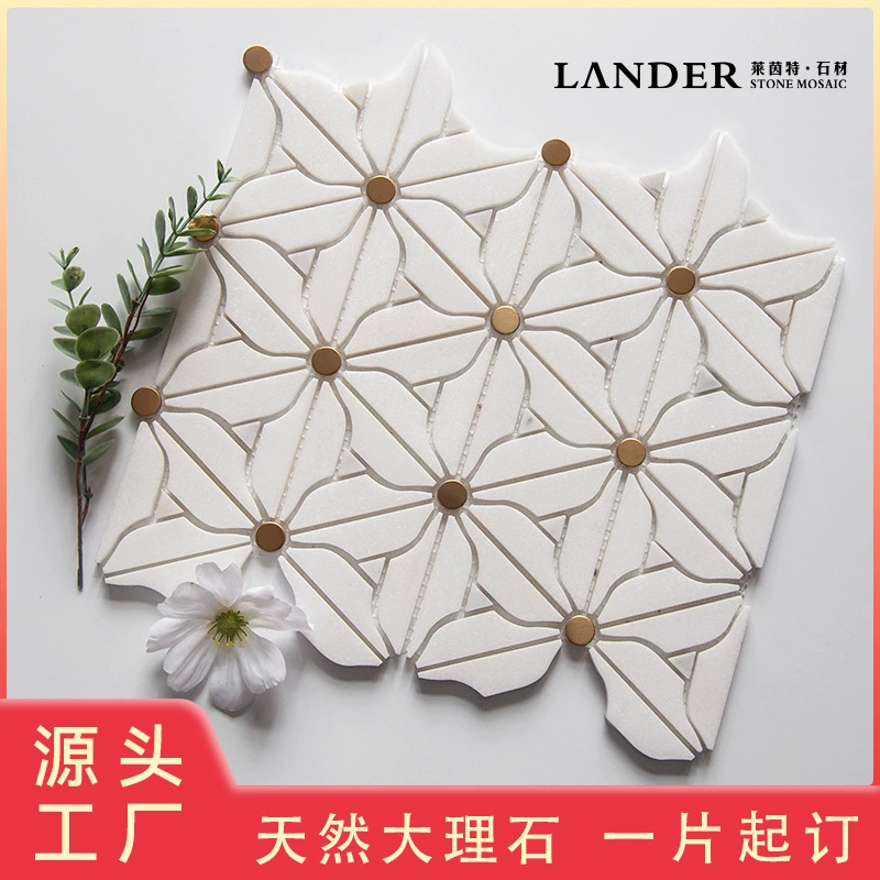Завод в наличии Свет Роскошный Металлический Камень Мозаика Нержавеющая Сталь Натуральный Мрамор Мозаика Фон Стена