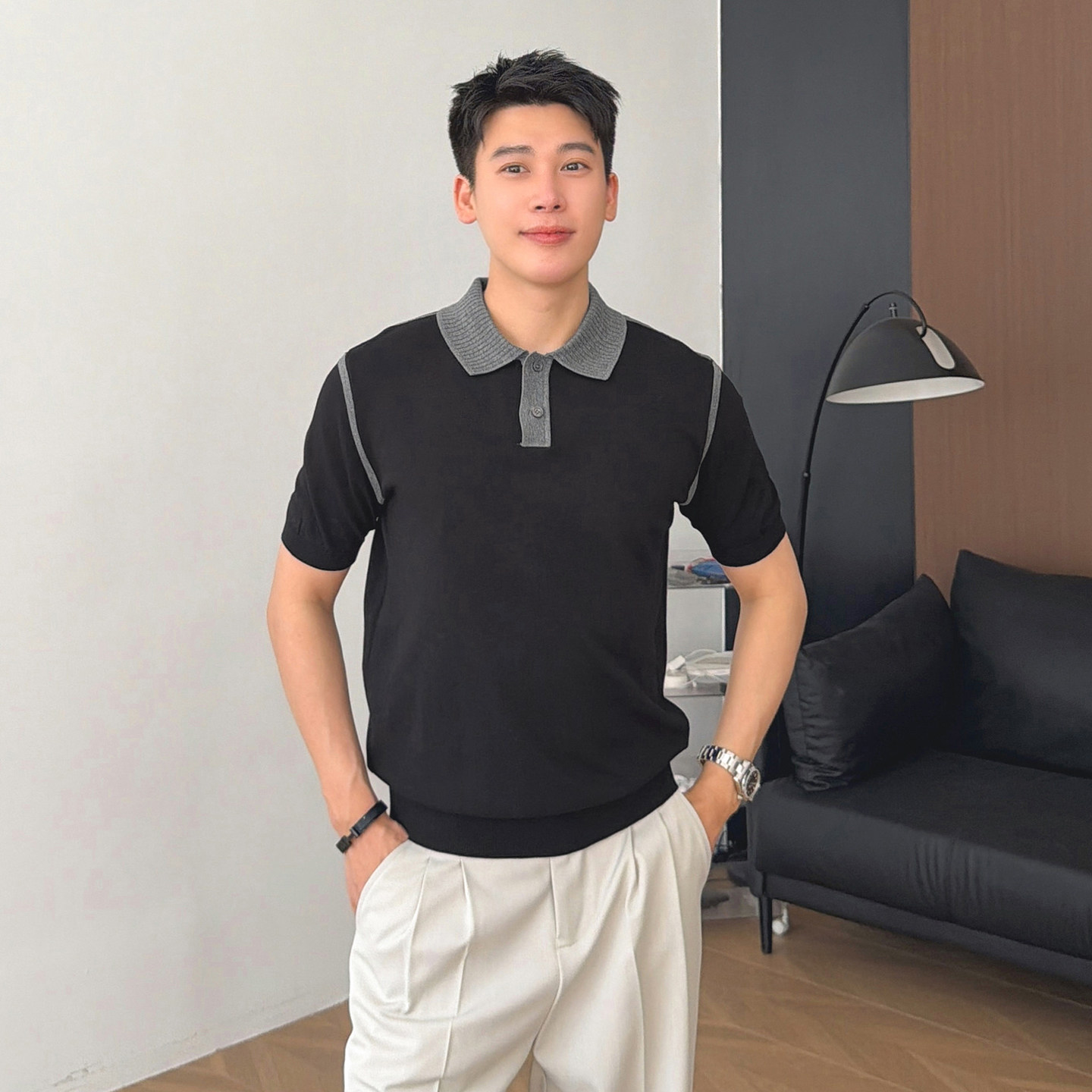 Polo camiseta de punto camiseta de manga corta camiseta de hombre paul línea tridimensional viejo qianfeng verano fábrica transfronteriza al por mayor