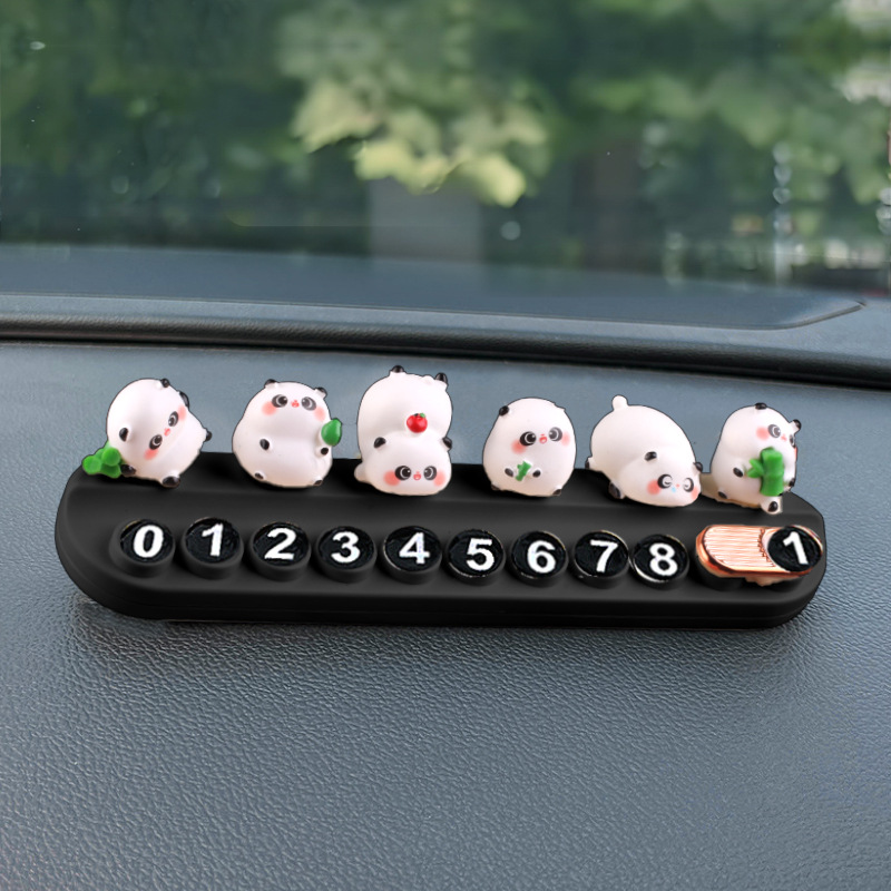 Creativo de luz nocturna Panda estacionamiento de automóviles placa de matrícula de estacionamiento temporal encantador dibujos animados decoración interior del automóvil
