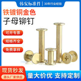 镀铜账本钉金色子母铆钉菜谱样册子母螺丝十一字对锁螺丝M4直径5