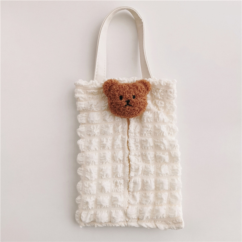 Korean-style cute bear tissue box cover for car seat backs, suitable for babies and children